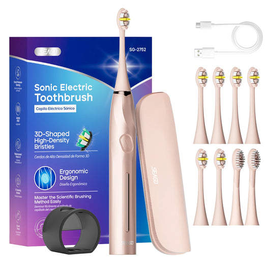SEAGO SG2752 Rechargeable Sonic Electric Toothbrush Seamless Button Adult Dental Care 5 Modes Pressure Sensor Deep Clean